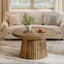 31.5" Round Fluted Coffee Table, Minimalist Wood Grain Center Piece for Small Spaces