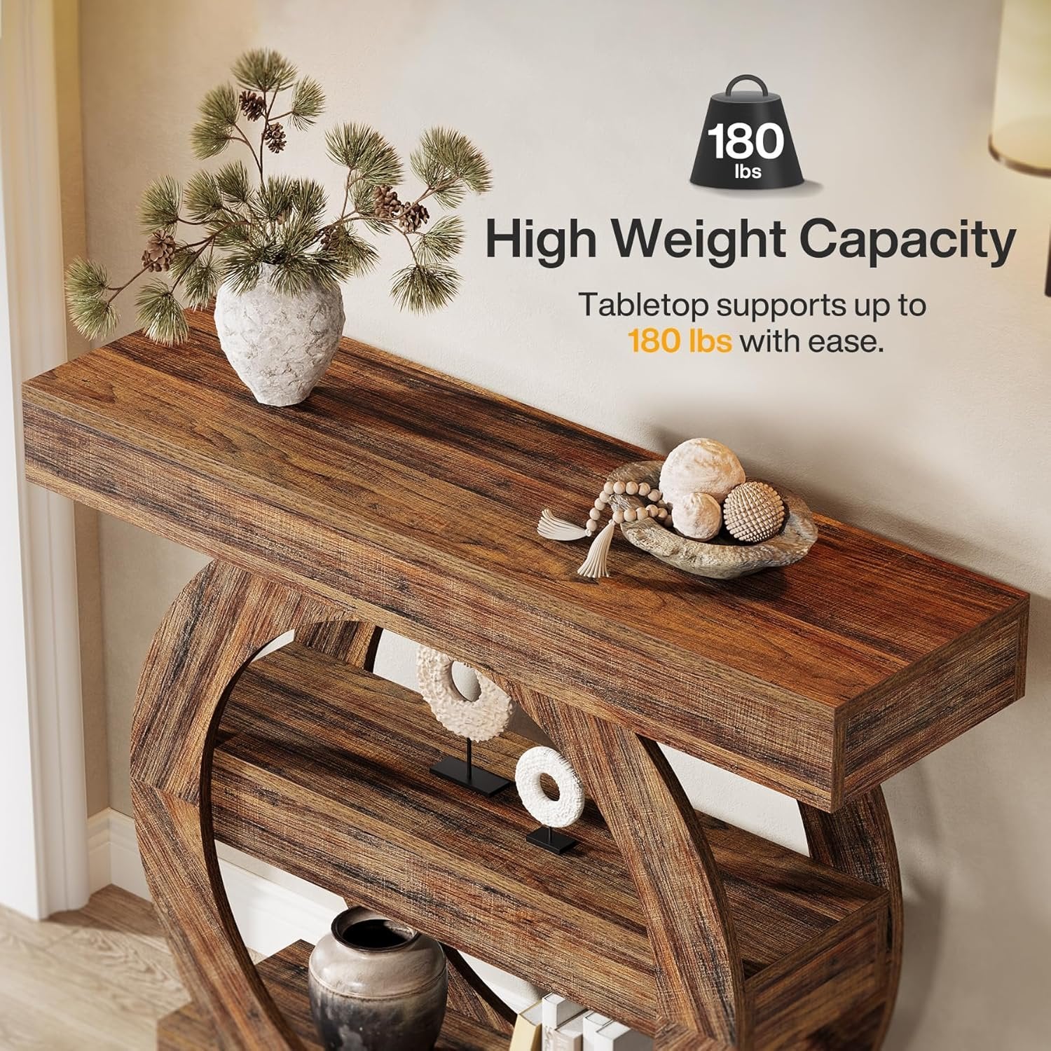 41.3" Console Table, 3-Tier Sofa Hallway Table with Storage Shelves