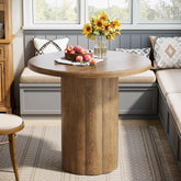 80cm Round Dining Table, Rustic Brown Sturdy Base for Small Spaces 3