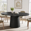 55.11" Oval Dining Table for 6 People, Farmhouse Kitchen Dinner Table with Cylindrical Pedestal