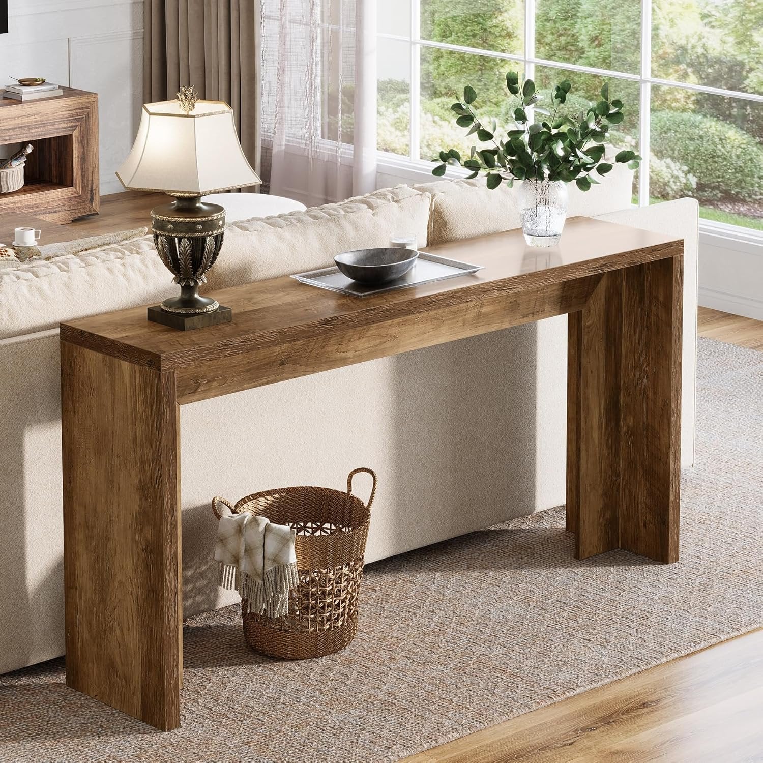 55" Rustic Console Table, Farmhouse Sofa Table Hallway Table