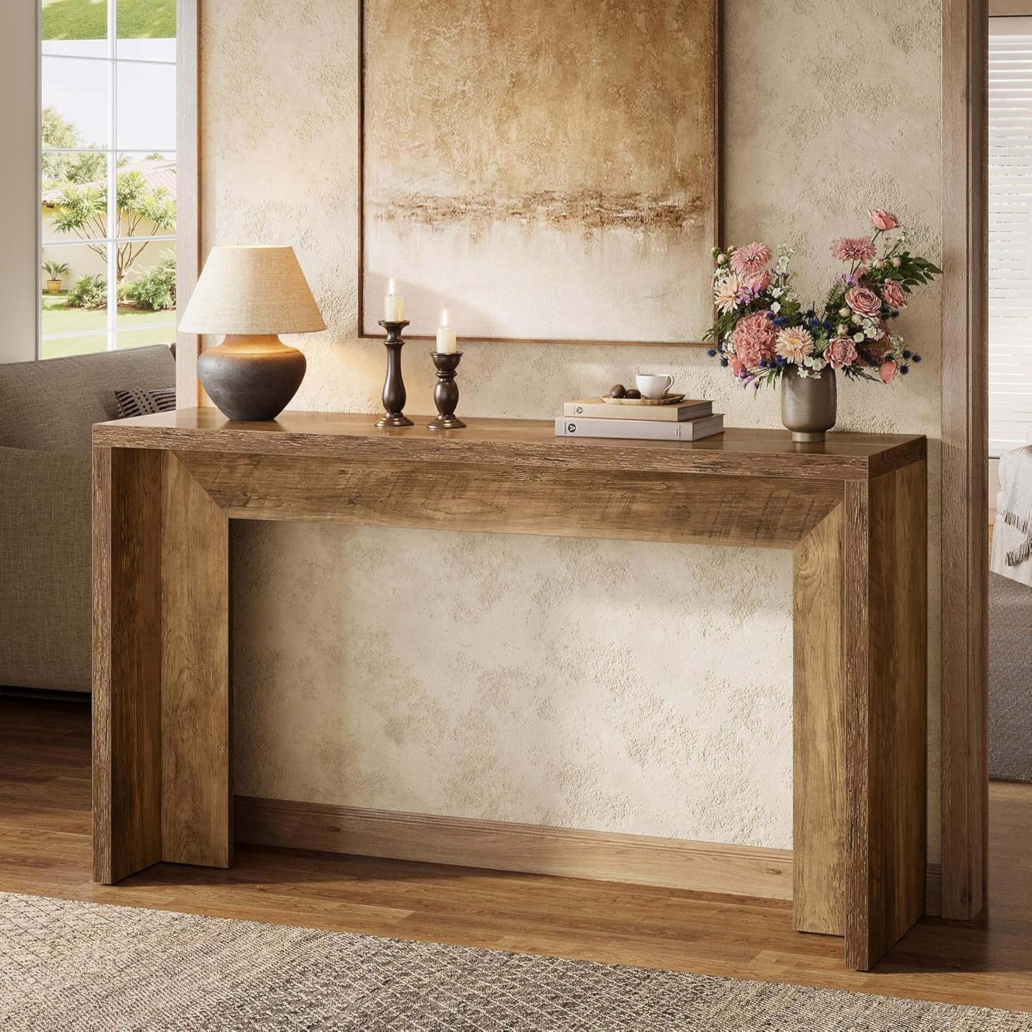 55" Rustic Console Table, Farmhouse Sofa Table Hallway Table