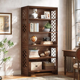 70.8" 6-Tier Modern Bookcase with Floating Shelf Design 3