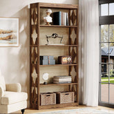 6-Tier Bookshelf, 70" Wood Bookcase with Storage Shelves 3