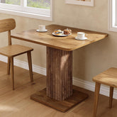90cm Small Dining Table with Fluted Pedestal Base, Modern Farmhouse Kitchen Table for 2-4 People 3