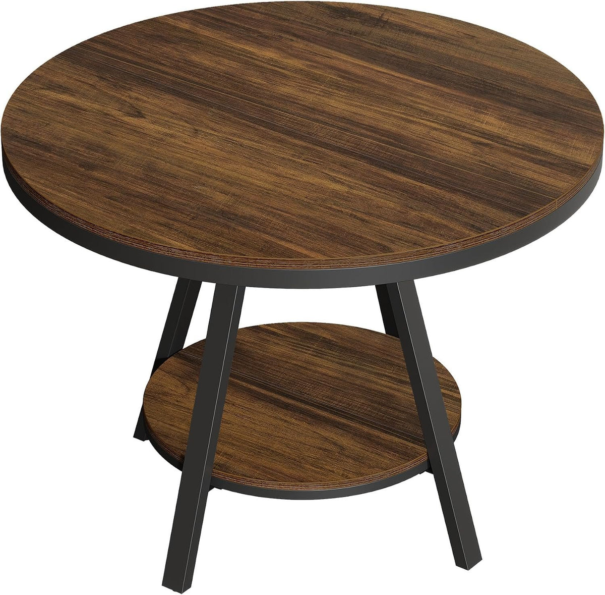 90cm Round Dining Table, 4-Seater Country Metal Legs for Kitchen Living Room