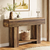 140cm Console Table, Rustic Entryway Table with Storage Shelf 3
