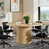47" Round Conference Table with Fluted Metal Base for 4-6 People 3