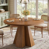 47" Round Dining Table for 4, Circle Kitchen Table with Pedestal Base 3