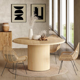 47.24" Round Dining Table, Farmhouse Kitchen Table with Metal Base for 4 3