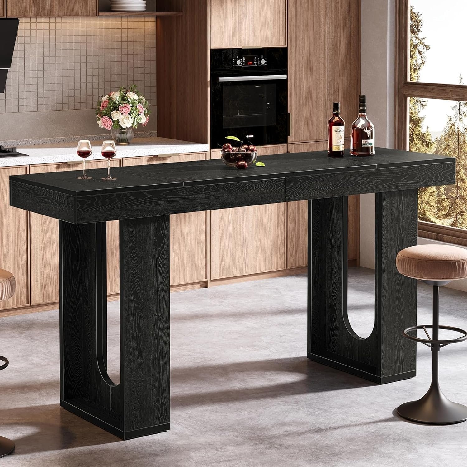 70.9" Long Bar Table, Rectangular Counter Height Pub Table Home Coffee Bar Unit