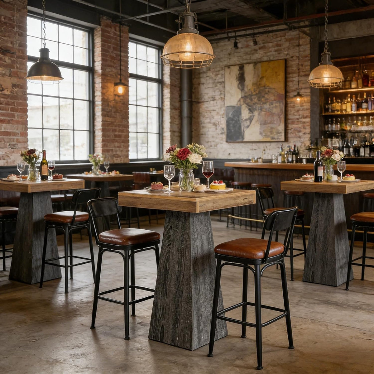 102cm Bar Table, High Bistro Table for Small Spaces