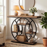 105cm Console Table, 4-Tier Round Metal Frame Side Table for Entryway 3