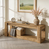 160cm Console Table, Farmhouse Narrow Entryway & Sofa Table with Open Lower Shelf 3