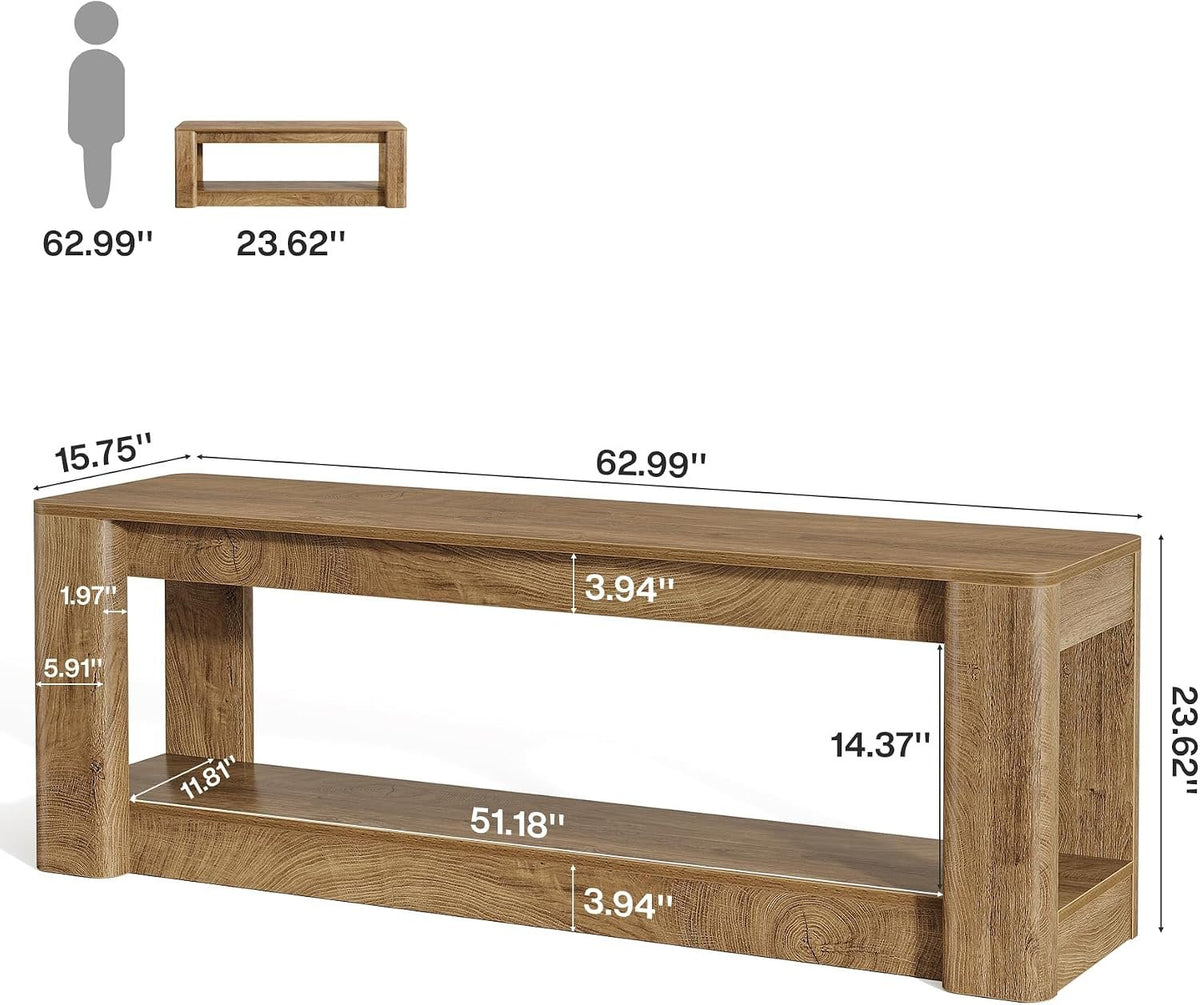 160cm Console Table, Farmhouse Narrow Entryway & Sofa Table with Open Lower Shelf