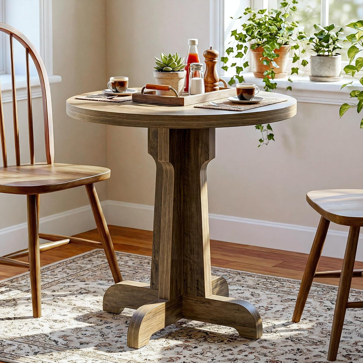 60cm Round Dining Table, 2-Person Small Cafe Table for Restaurant