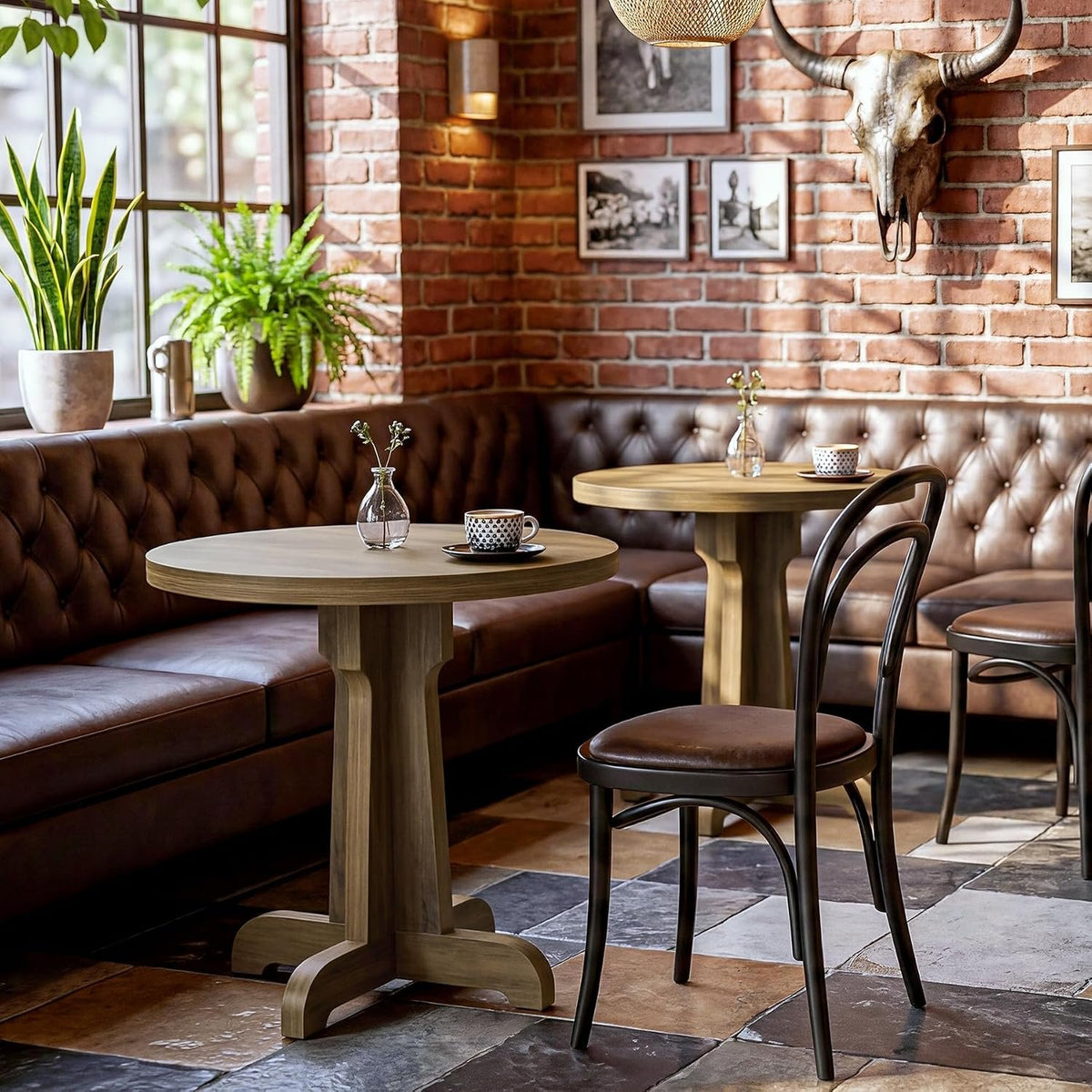 60cm Round Dining Table, 2-Person Small Cafe Table for Restaurant