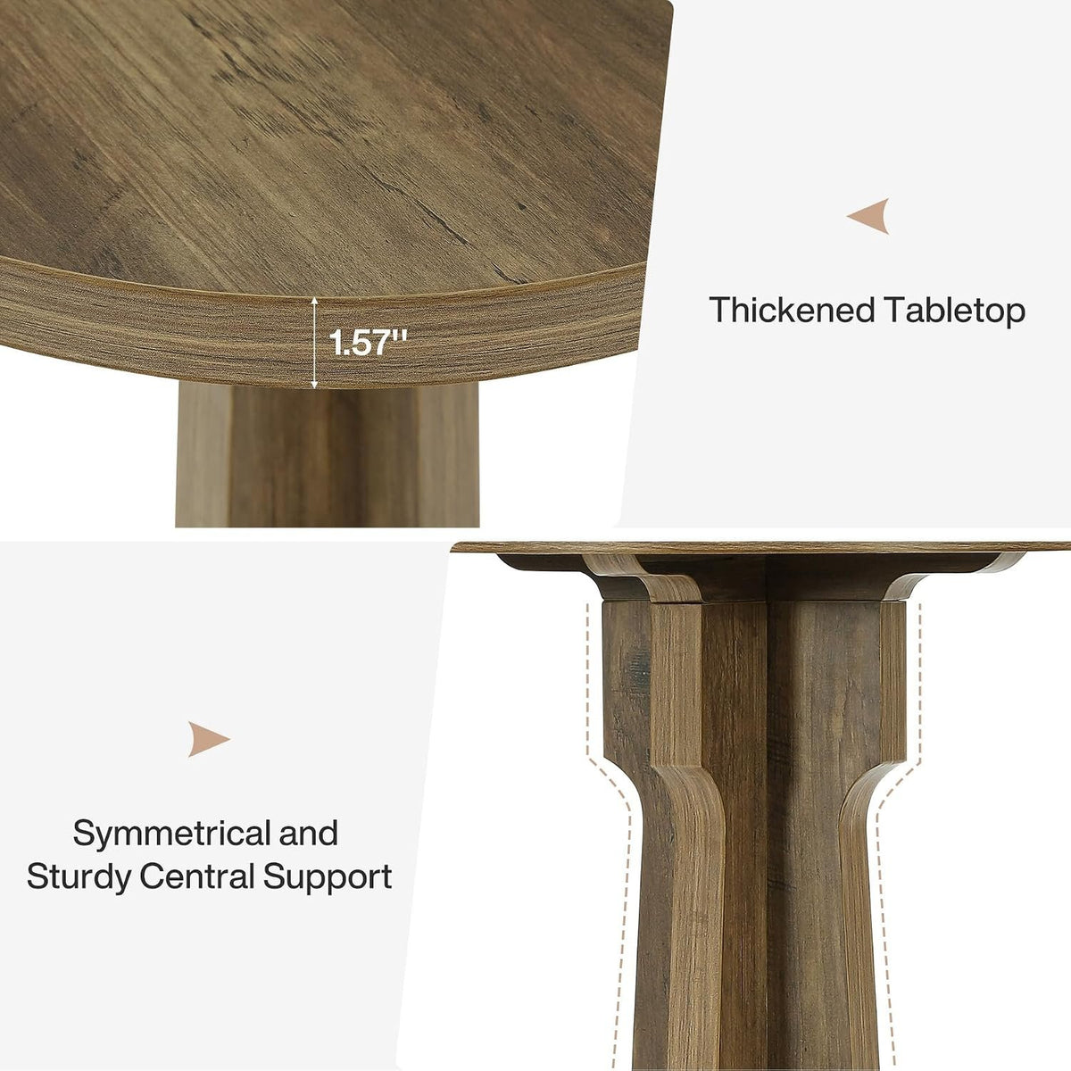 60cm Round Dining Table, 2-Person Small Cafe Table for Restaurant