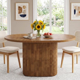 120cm Oval Dining Table, Rustic Wood Meeting Table for 4 with Polygonal Base 3