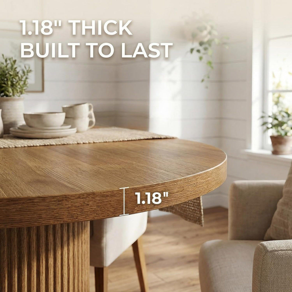 120cm Oval Dining Table, Rustic Wood Meeting Table for 4 with Polygonal Base