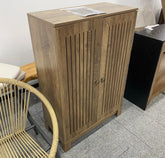 110cm Shoe Cabinet, 5-Tier Rustic Wooden Storage with Louvre Doors for Hallway Living Room 3