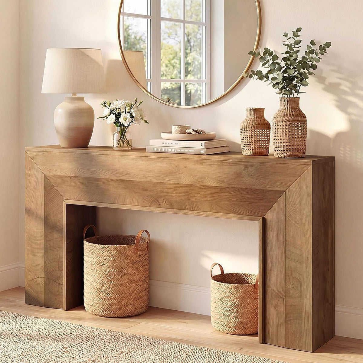 160cm Console Table, Narrow Rustic Entryway Hallway Table