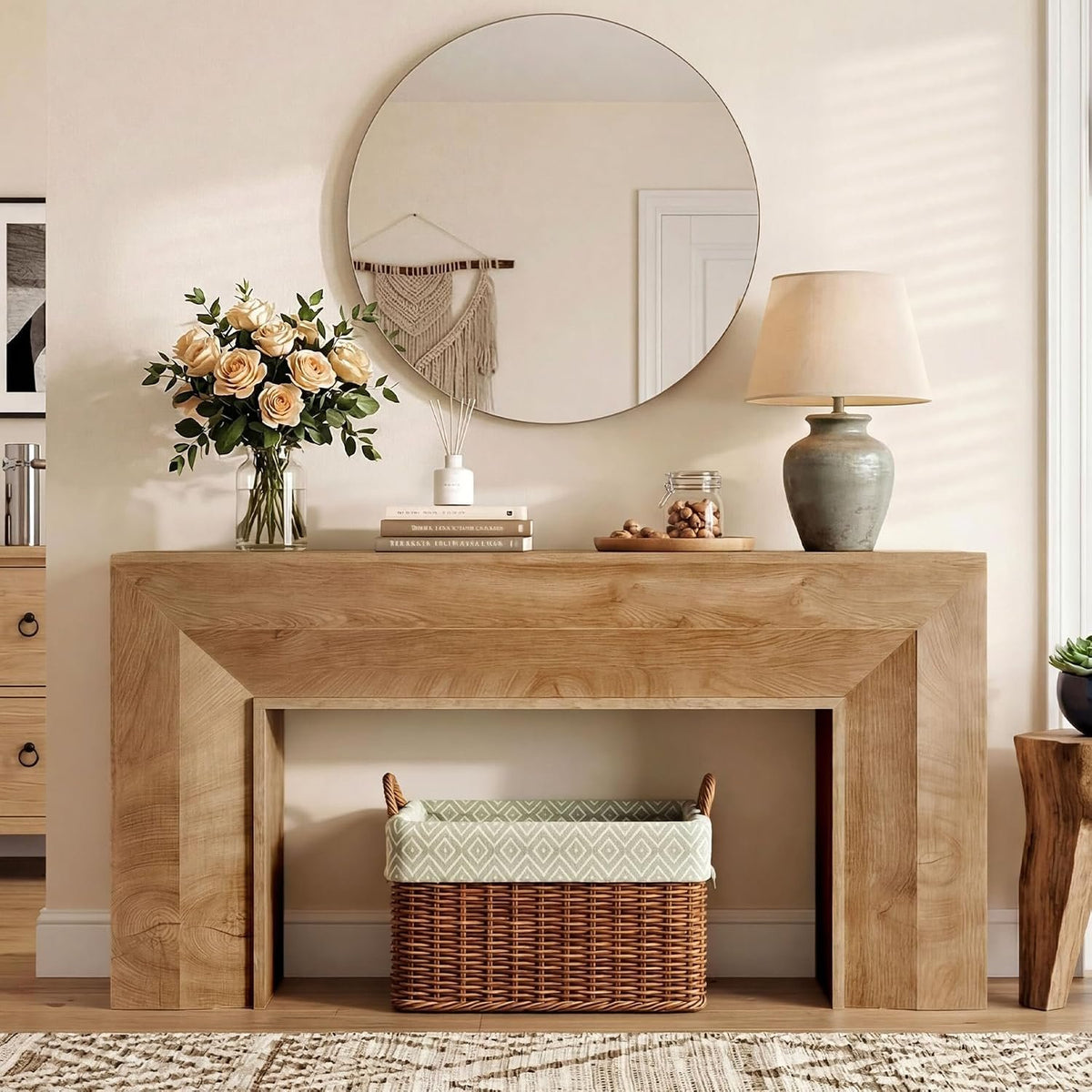 160cm Console Table, Narrow Rustic Entryway Hallway Table