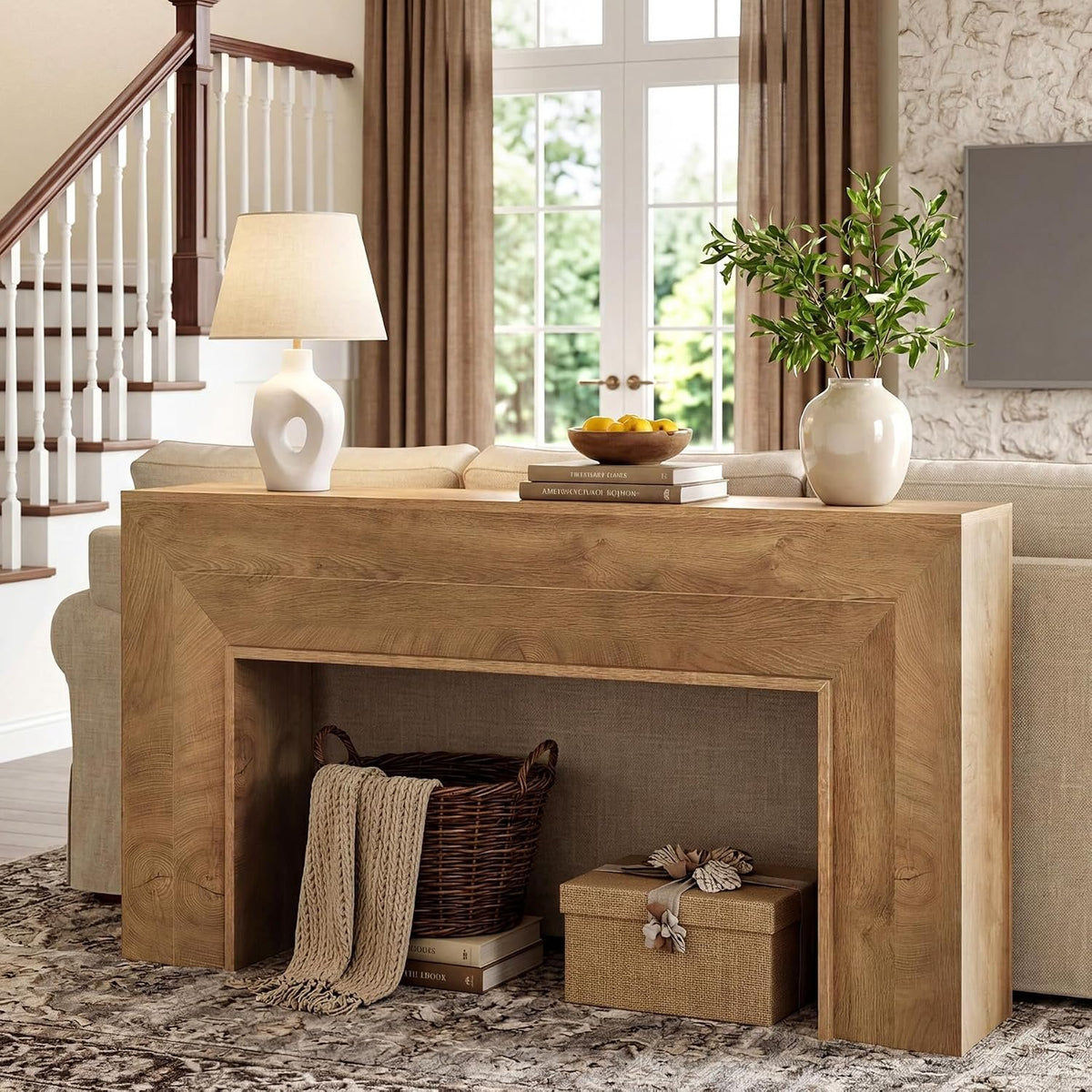 160cm Console Table, Narrow Rustic Entryway Hallway Table