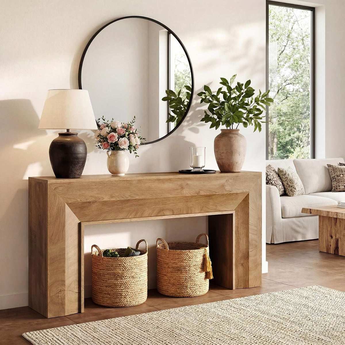 160cm Console Table, Narrow Rustic Entryway Hallway Table