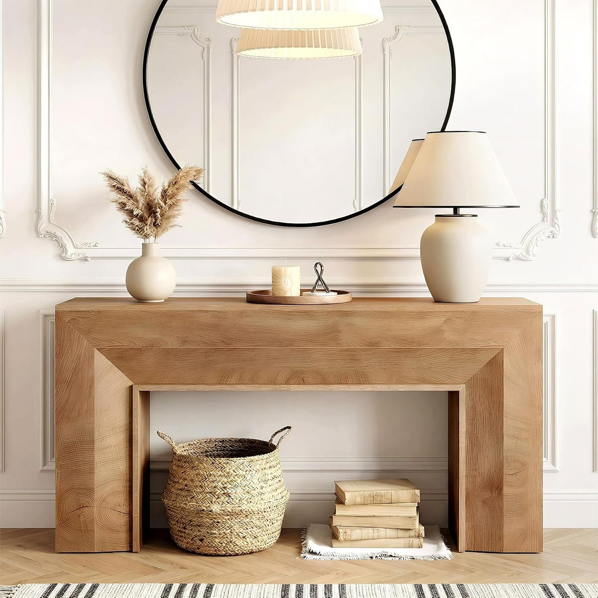 160cm Console Table, Narrow Rustic Entryway Hallway Table