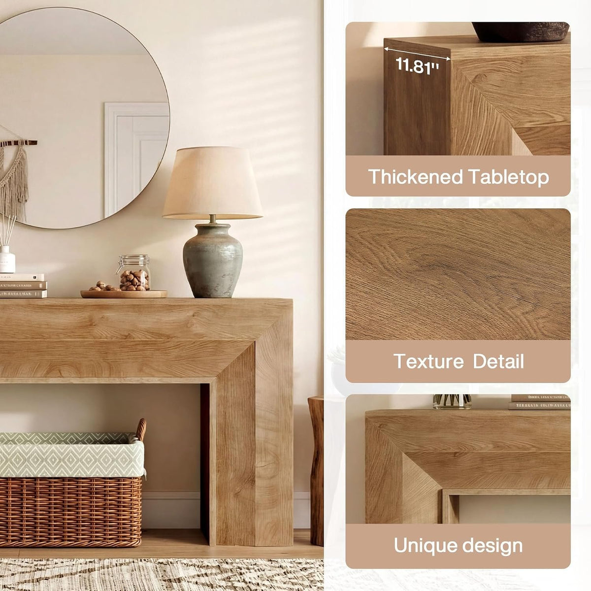 160cm Console Table, Narrow Rustic Entryway Hallway Table