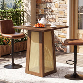 80cm Square Bar Table, Counter Height Rattan Pedestal Pub Table for Home Bar Kitchen 3