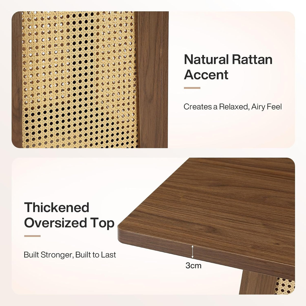 80cm Square Bar Table, Counter Height Rattan Pedestal Pub Table for Home Bar Kitchen