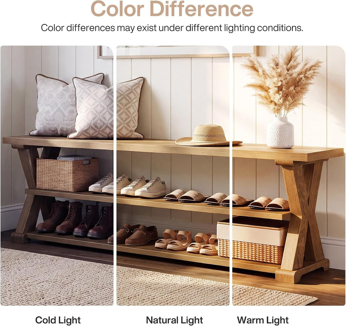 160cm Shoe Bench, 3-Tier Entryway Storage Bench with Seat for Hallway