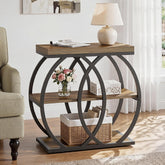 60cm Narrow Side Table, 3-Tier Industrial Metal Frame Storage Shelf 3
