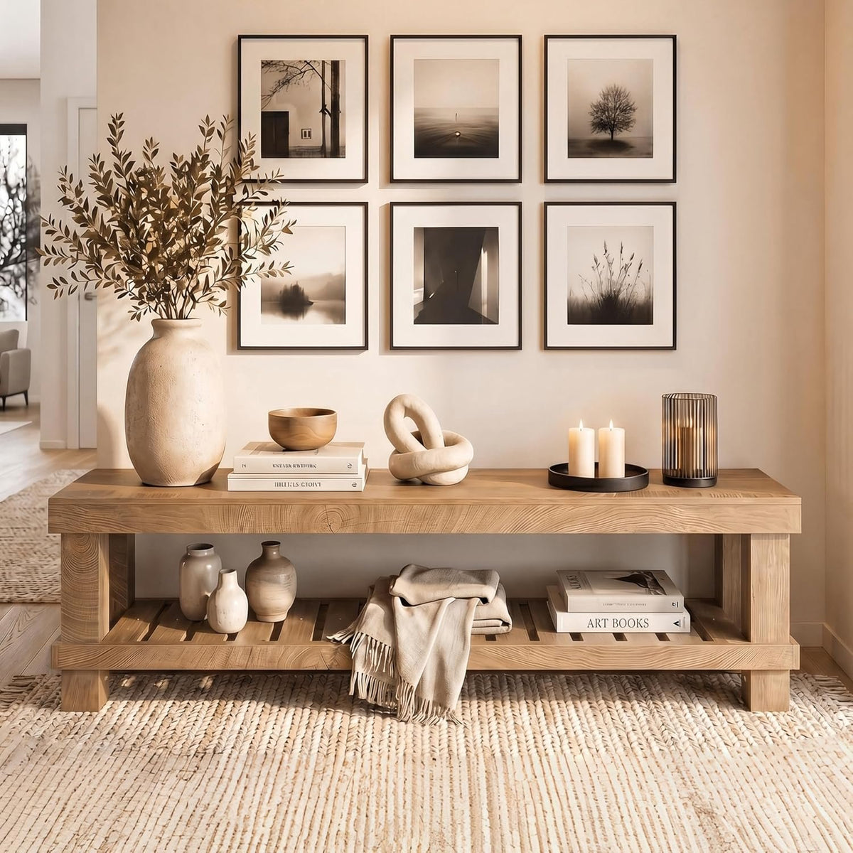 160cm Entryway Bench, Rustic Wooden Shoe Storage Bench for Hallway