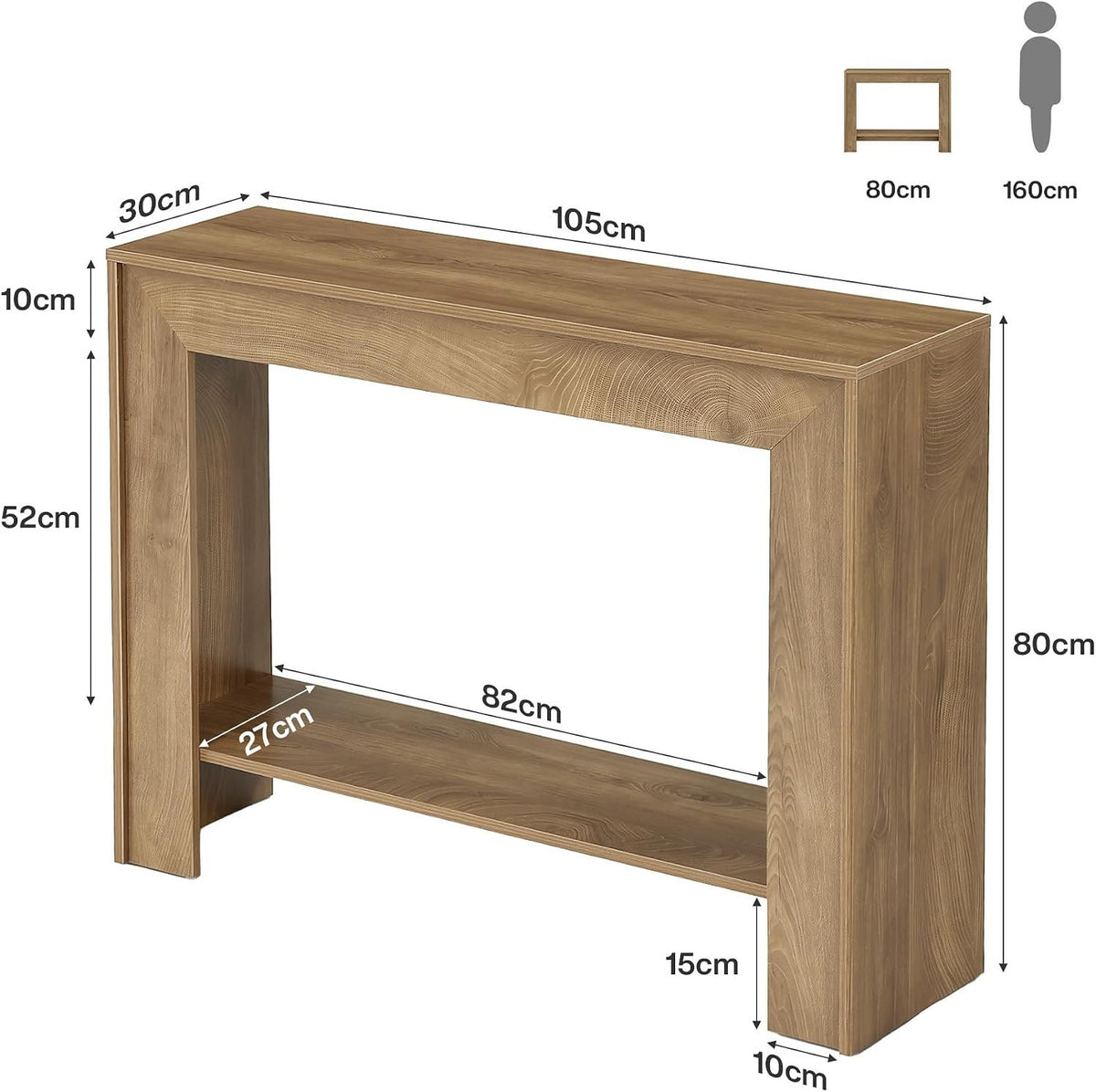 105cm Console Table, Narrow Hallway Table with Open Storage