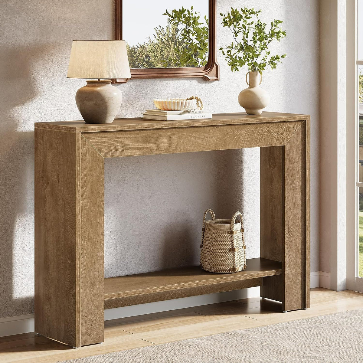 105cm Console Table, Narrow Hallway Table with Open Storage