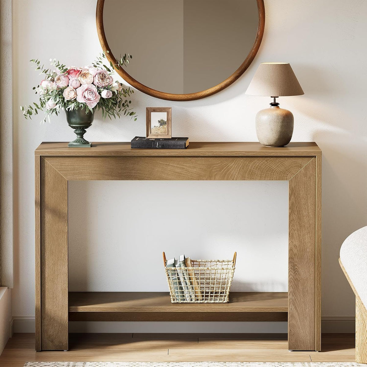 105cm Console Table, Narrow Hallway Table with Open Storage