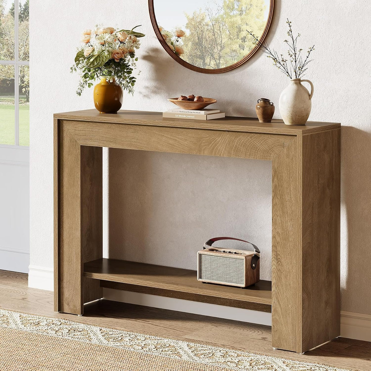 105cm Console Table, Narrow Hallway Table with Open Storage
