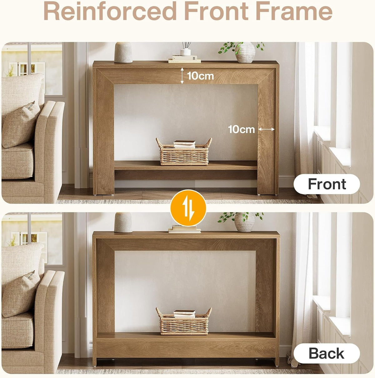 105cm Console Table, Narrow Hallway Table with Open Storage