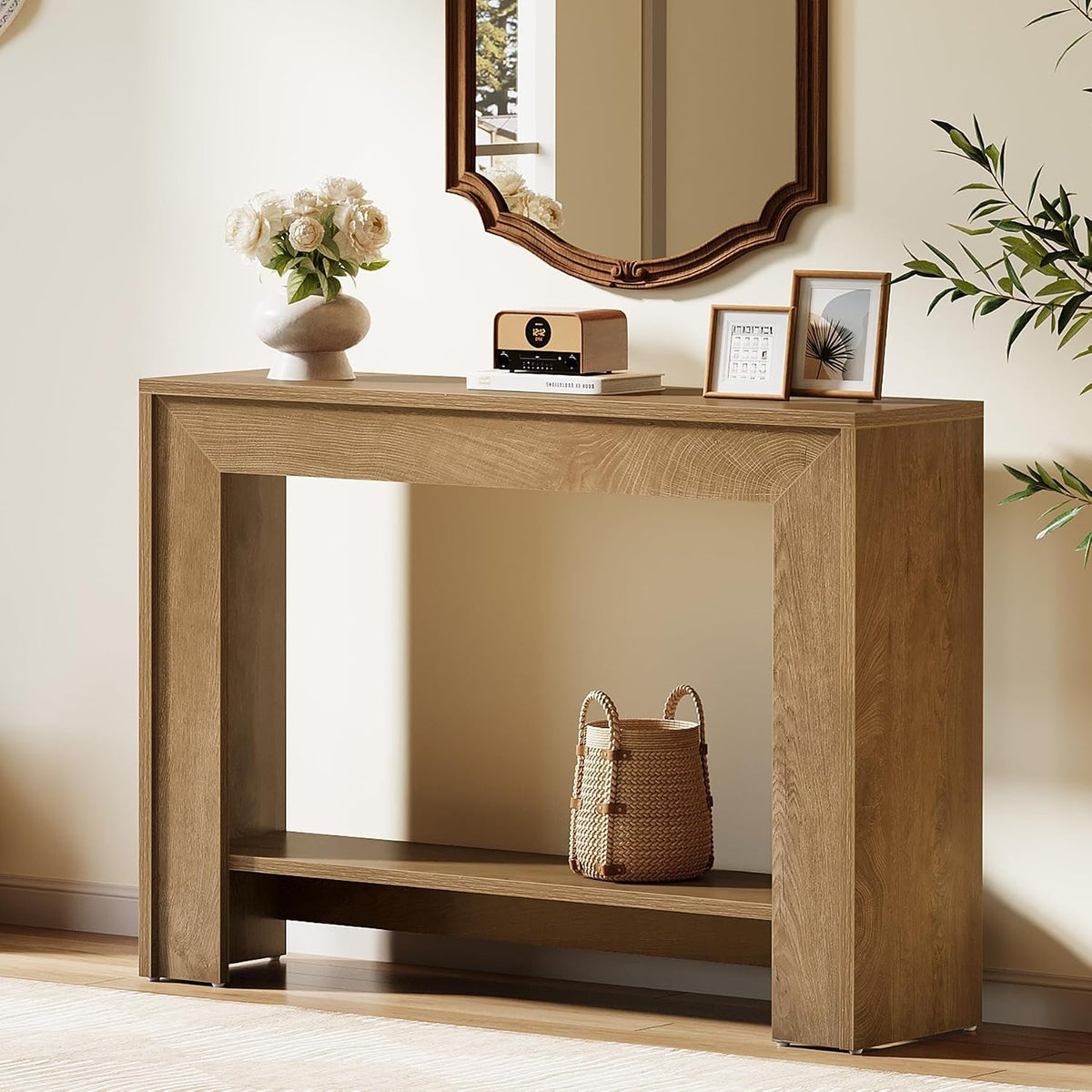105cm Console Table, Narrow Hallway Table with Open Storage
