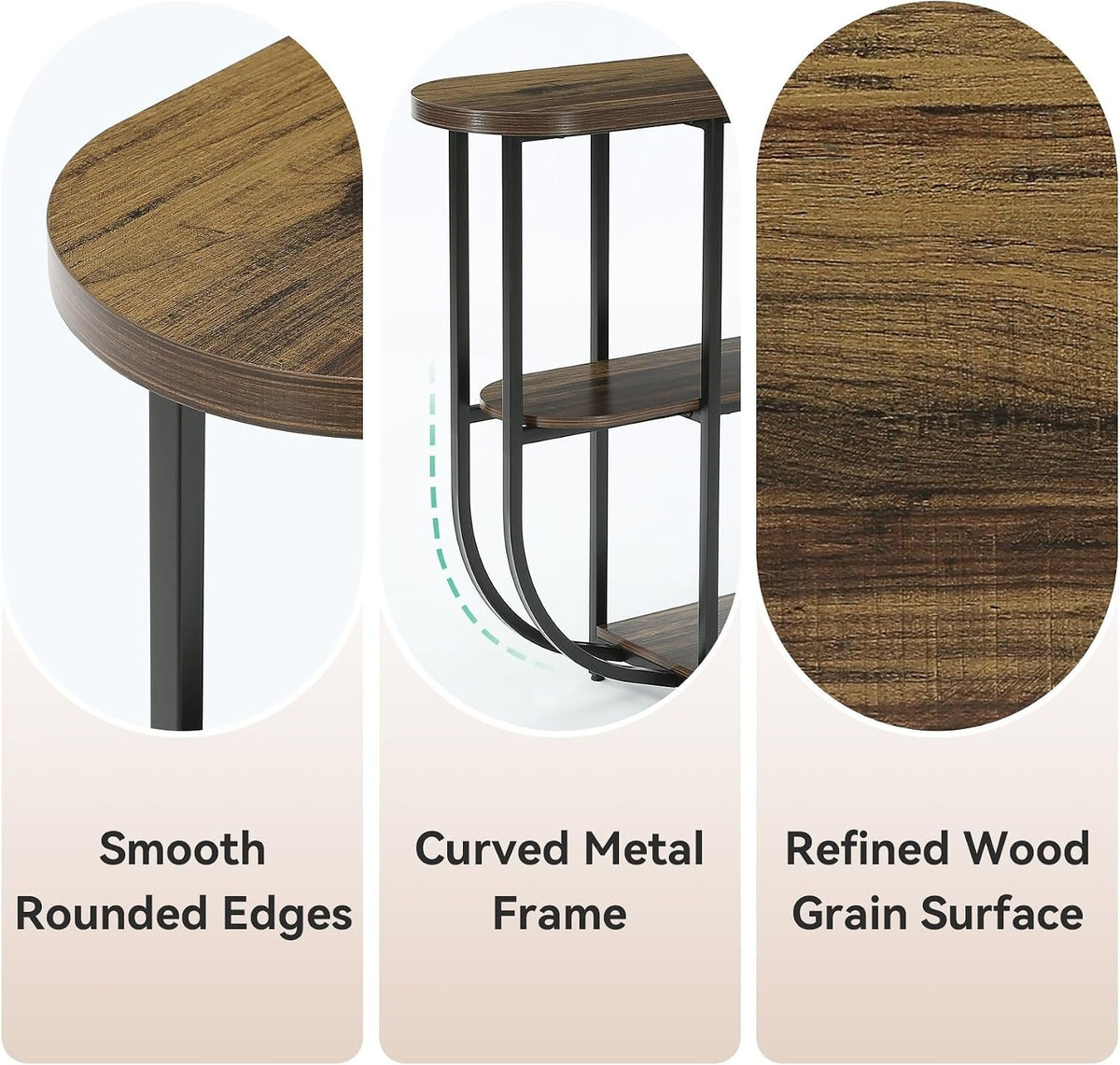 160cm Console Table, Narrow 3-Tier Entryway Table with Metal Frame