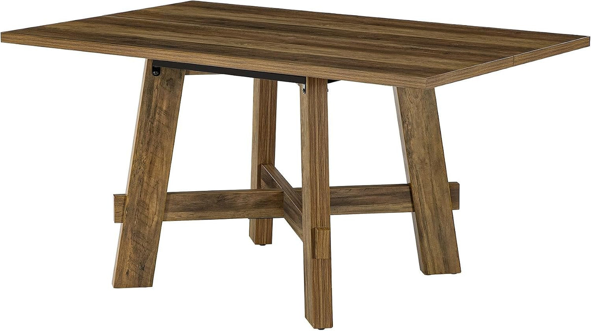 140cm Dining Table, 4-Seater Rustic Wooden Kitchen Table with X-Legs