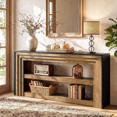 160cm Console Table, Narrow Rustic 3-Tier Open Shelf for Hallway 3