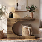 100cm Console Table, C-Shaped 2-Tier Modern Rustic Hallway Table 3
