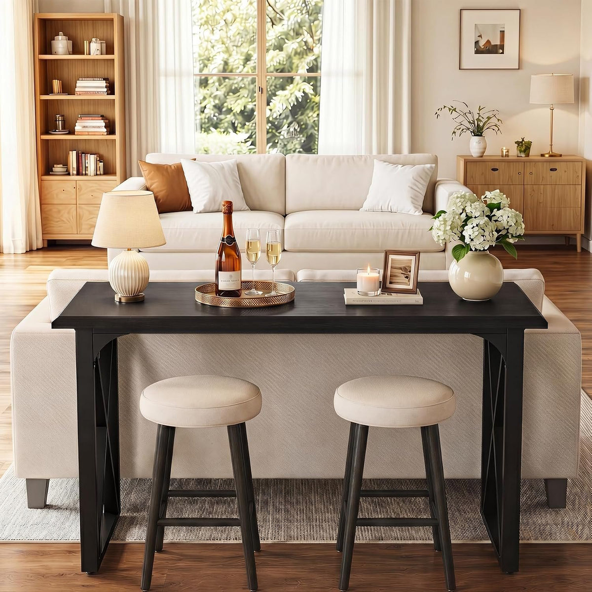 140cm Bar Table, Industrial Metal X-Base for 2-4 People