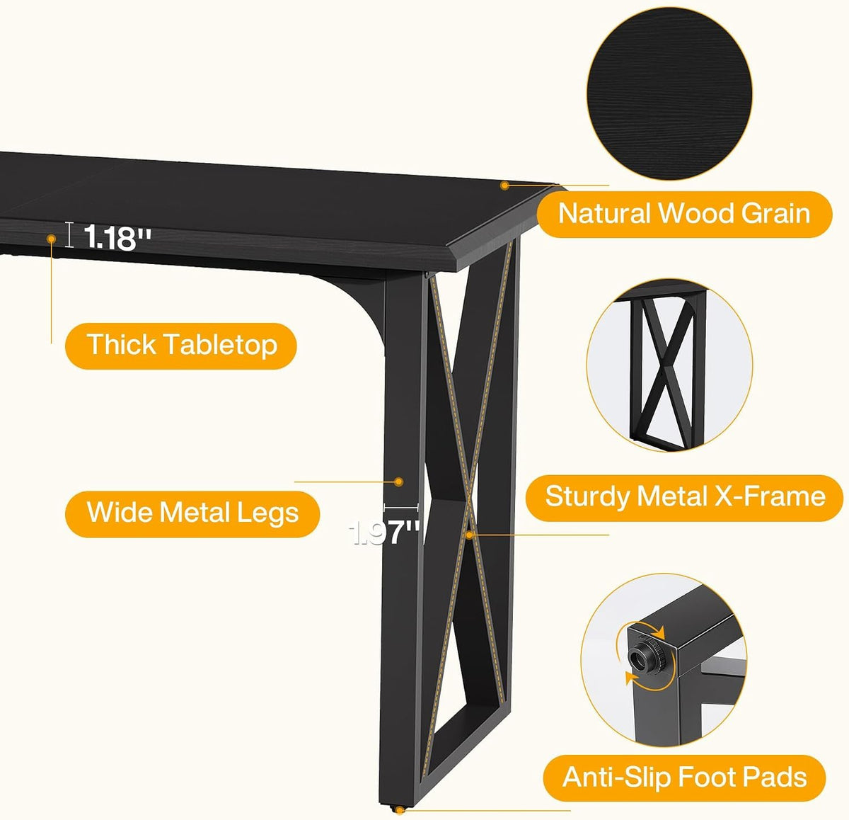 140cm Bar Table, Industrial Metal X-Base for 2-4 People