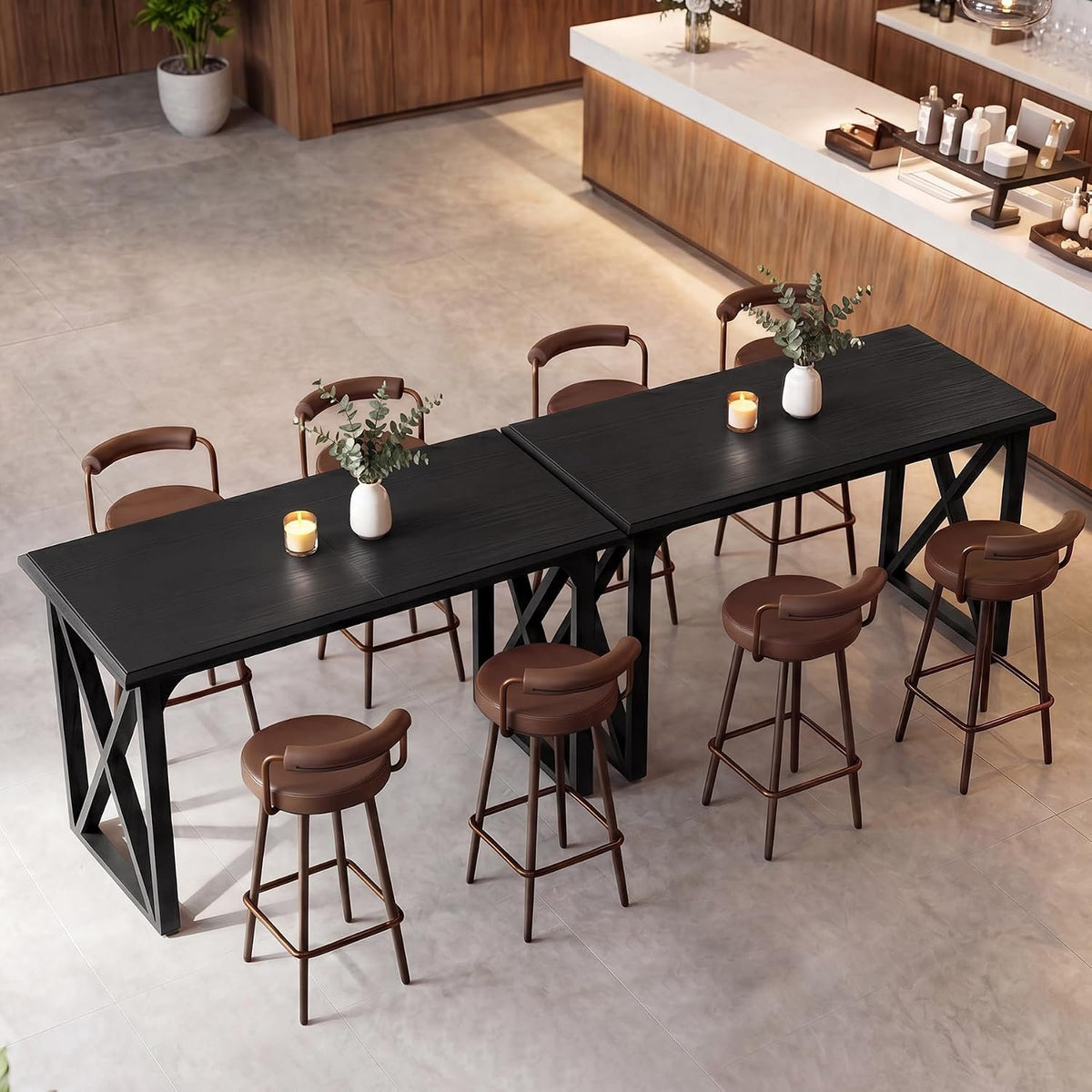 140cm Bar Table, Industrial Metal X-Base for 2-4 People