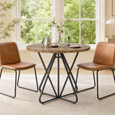 80cm Round Dining Table, 2-4 Seater Rustic Metal Frame Kitchen Table 3